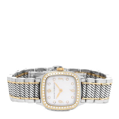 David Yurman Stainless Steel 18K Yellow Gold Diamond Bezel Mother of Pearl 25mm Thoroughbred Quartz Watch 2 of 5