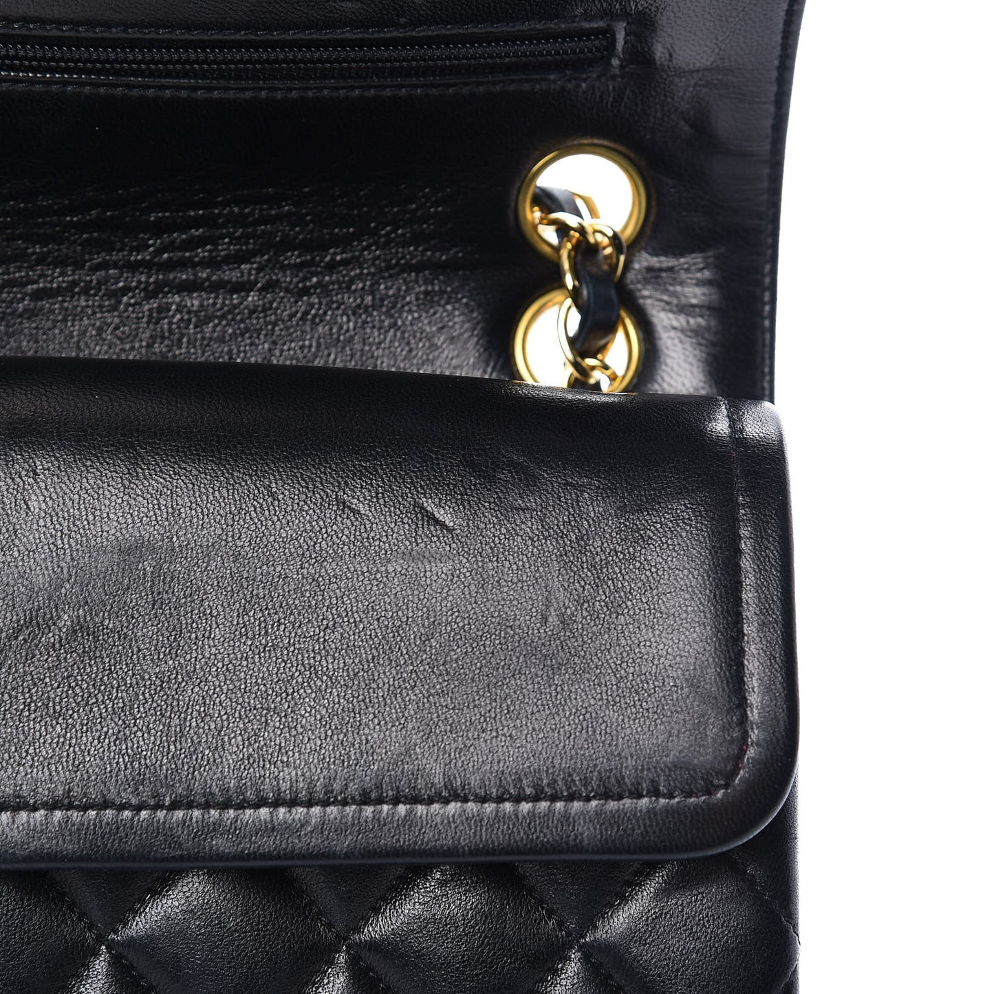 Lambskin Quilted Medium Double Flap Black