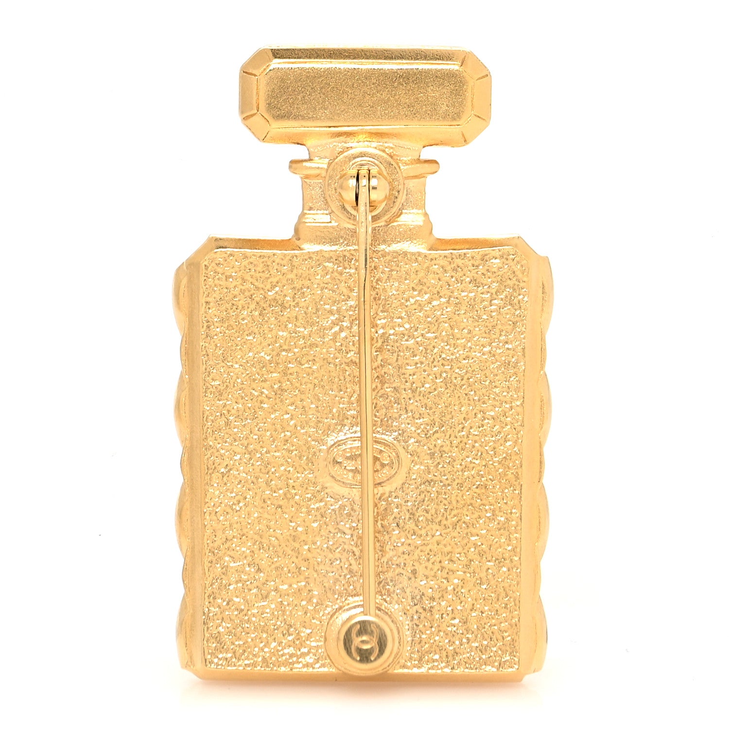 Chanel Enamel Pearl Quilted Perfume Bottle CC Brooch Gold 3 of 4