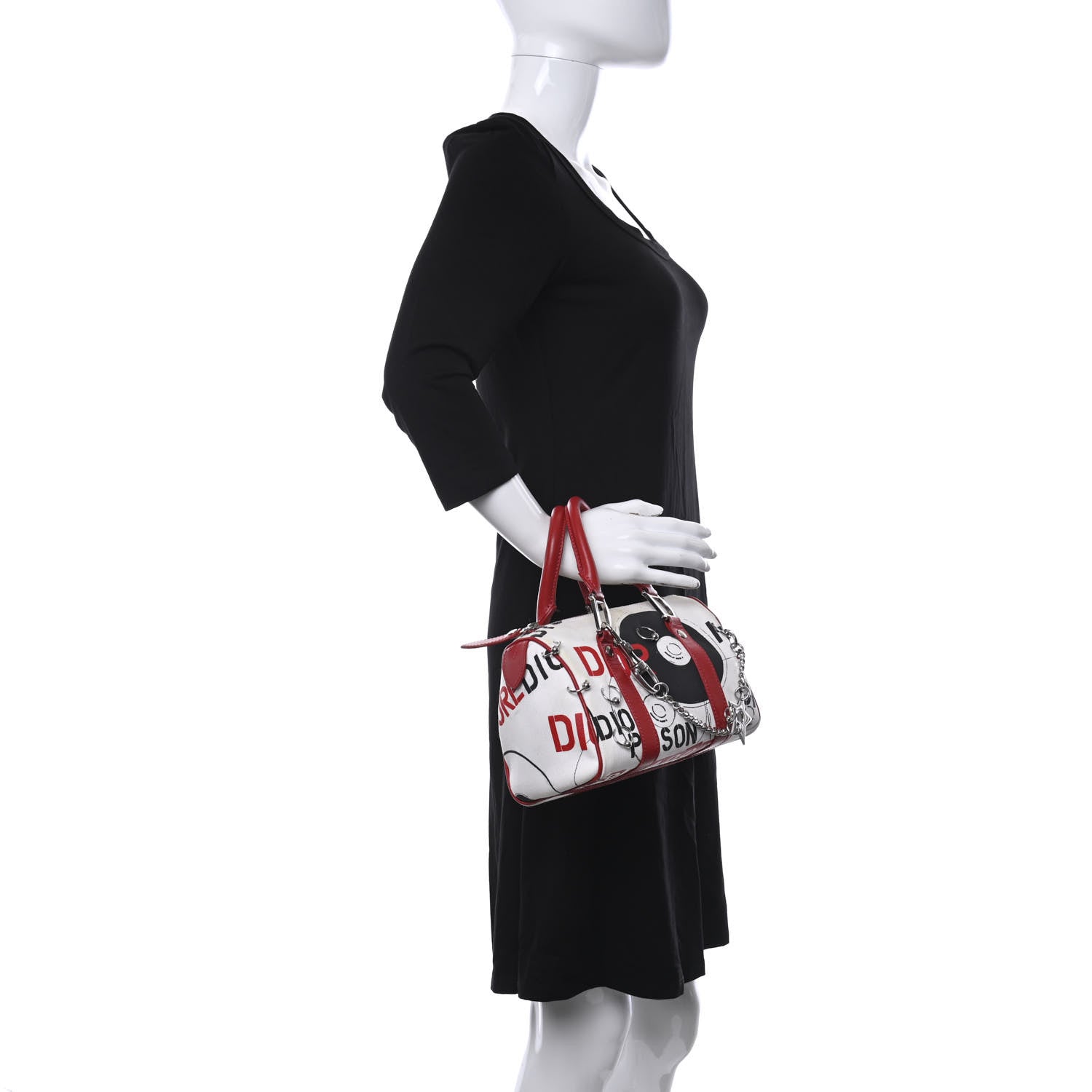 Christian Dior Canvas Hardcore Pierced Boston Black Red White 2 of 12