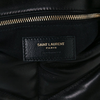 Saint Laurent Lambskin Quilted Medium Loulou Puffer Monogram Chain Satchel Black 7 of 11