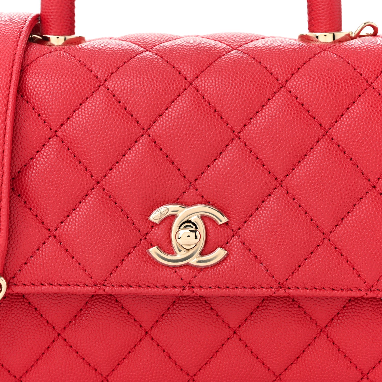 Chanel Caviar Quilted Mini Coco Handle Flap Red 8 of 11