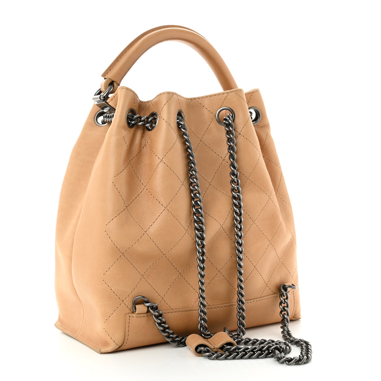 Chanel Calfskin Stitched Medium Urban Luxury Drawstring Backpack Beige 3 of 11