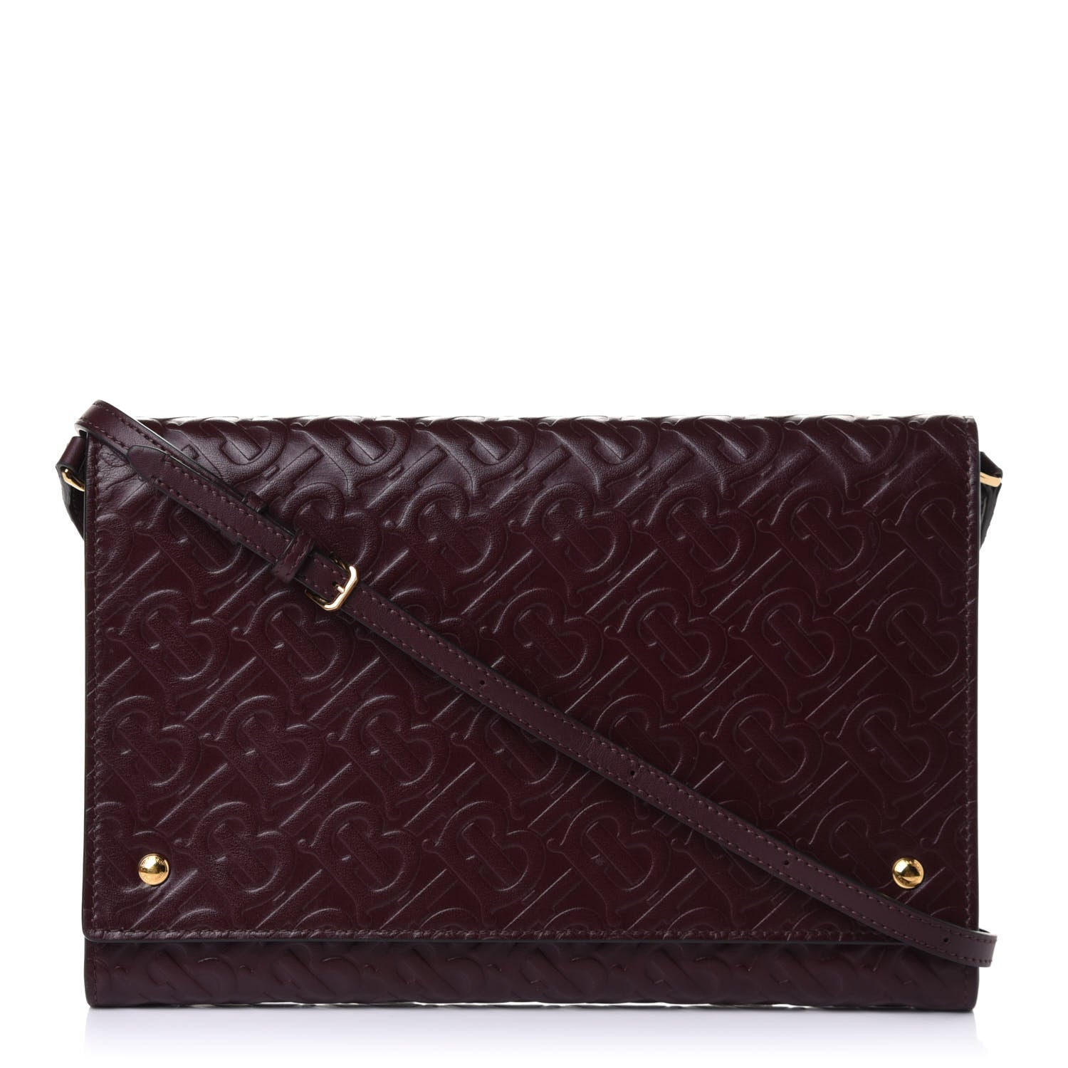 Burberry Calfskin Embossed Monogram Large Crossbody Oxblood 1 of 12