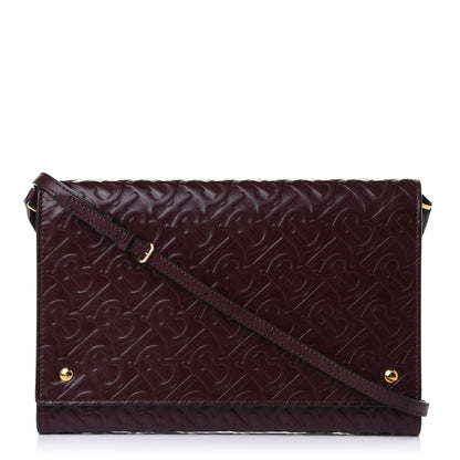 Burberry Calfskin Embossed Monogram Large Crossbody Oxblood 1 of 12