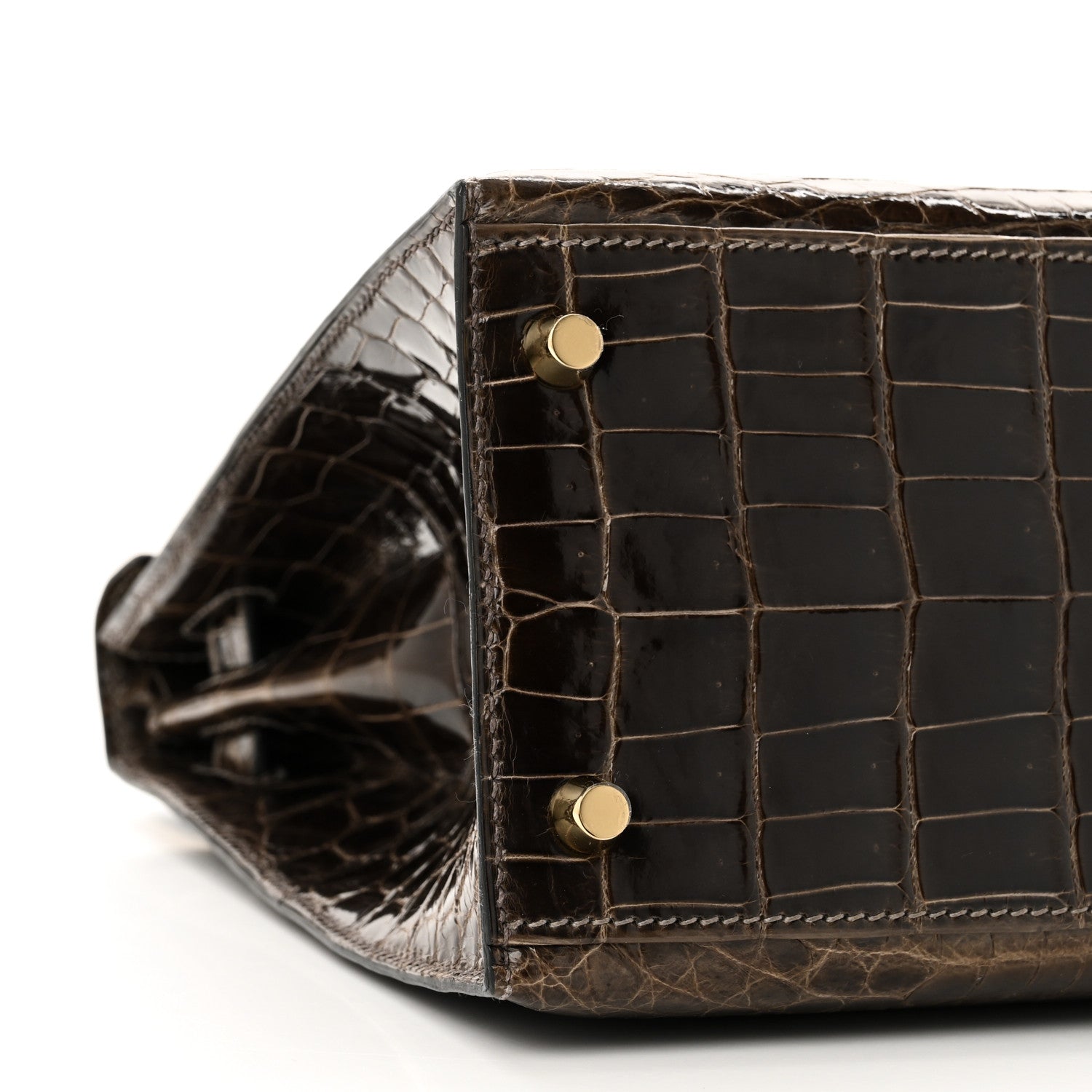 Hermes Shiny Niloticus Crocodile Kelly Sellier 28 Gris Elephant 21 of 21