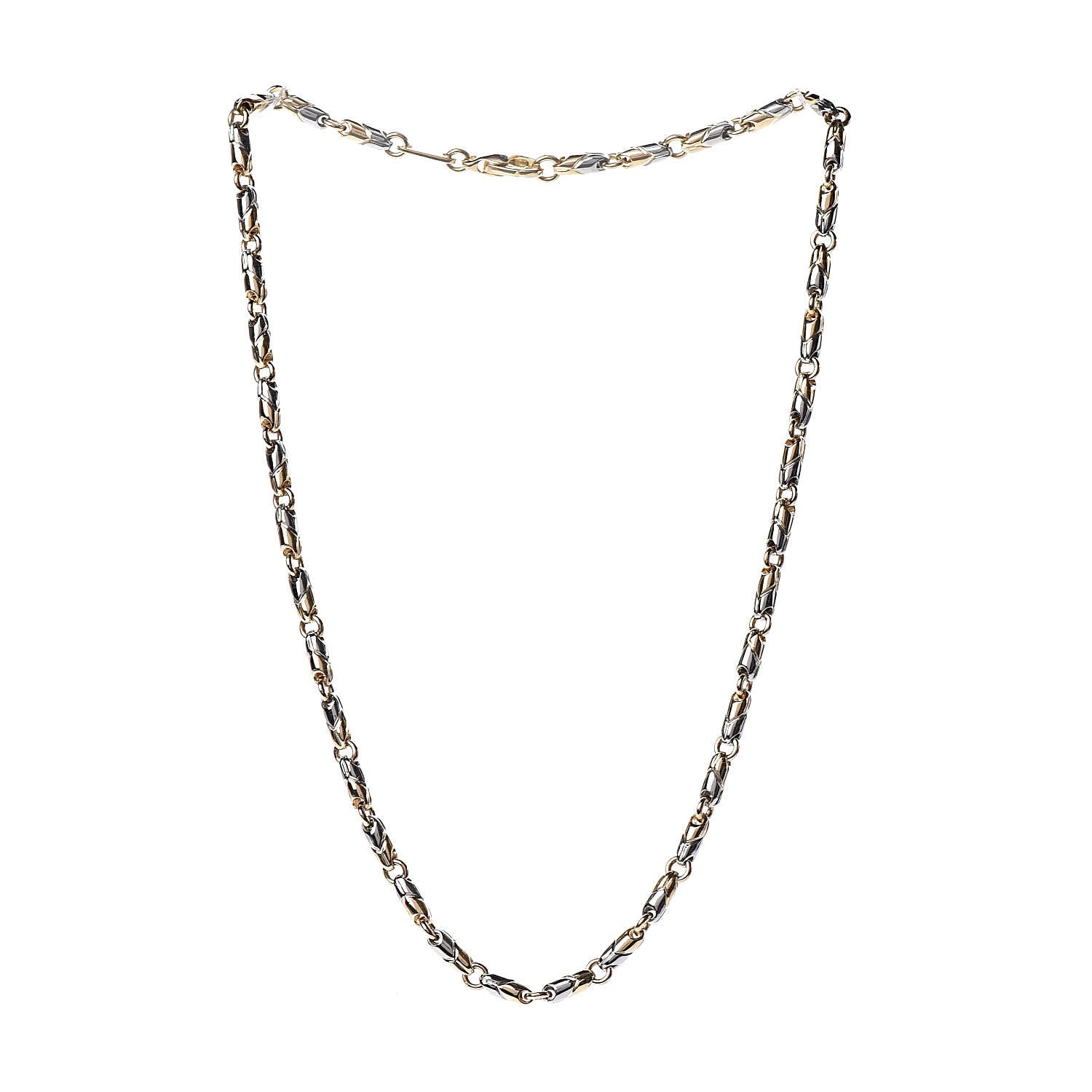 Bulgari 18K Yellow Gold Stainless Steel Passo Doppio Necklace 3 of 5
