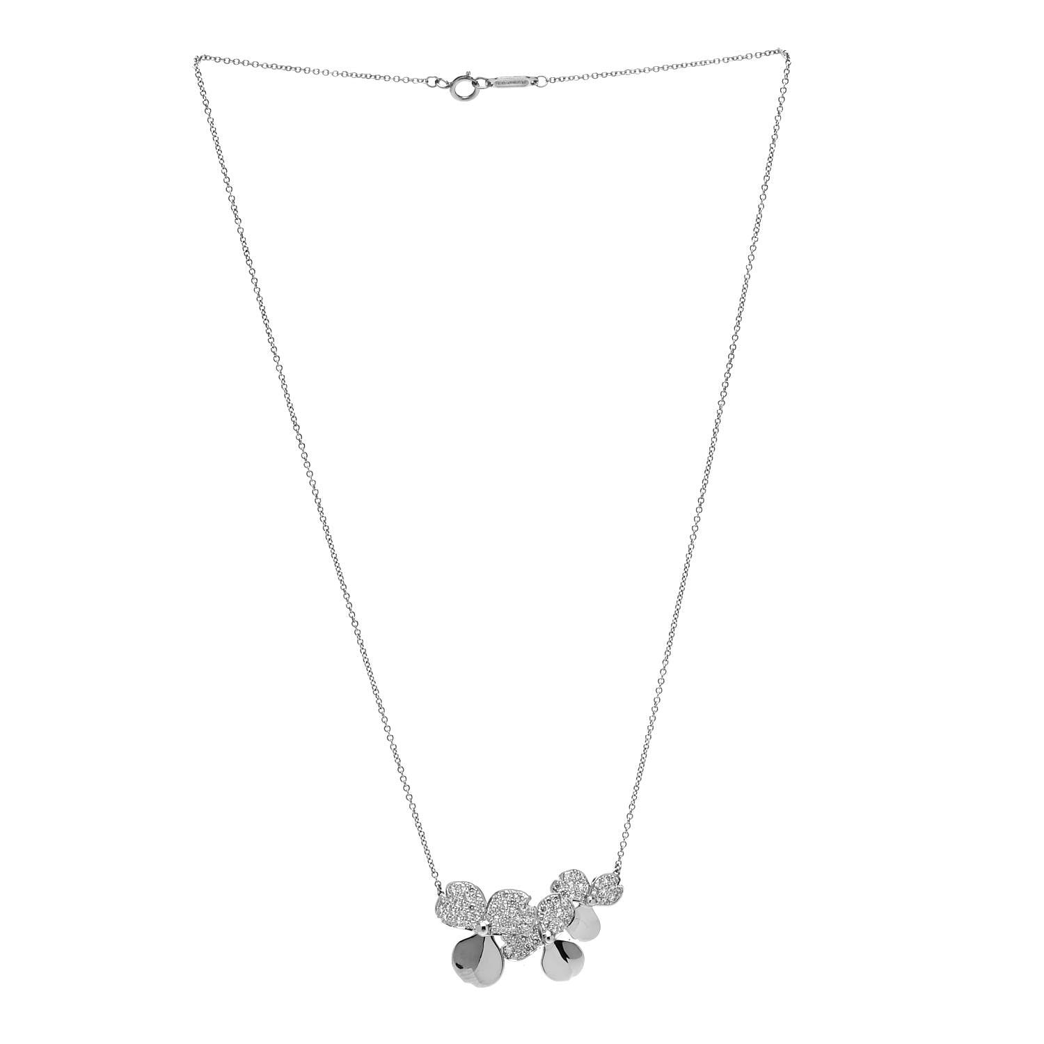 Tiffany Platinum Diamond Mini Paper Flowers Cluster Pendant Necklace 3 of 5