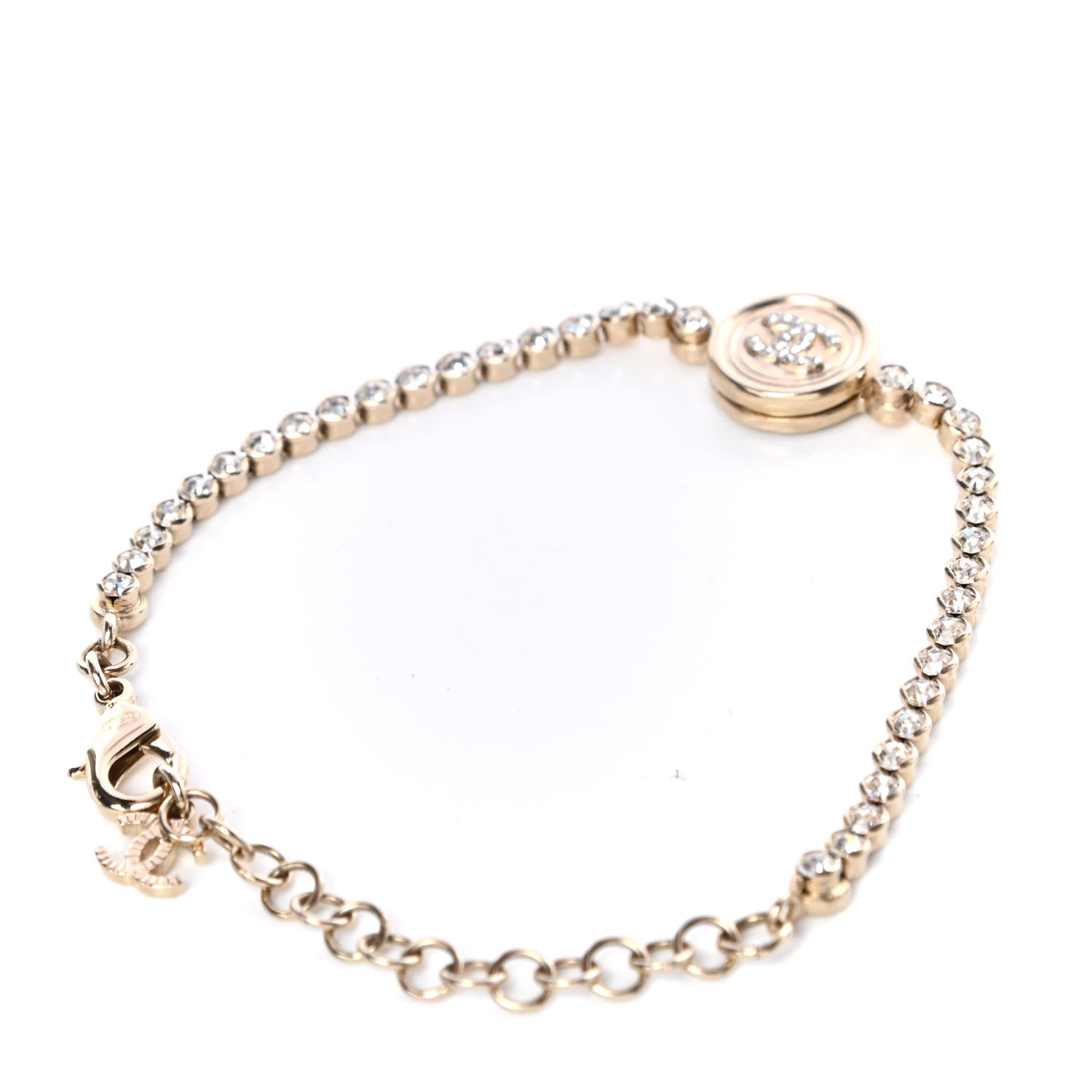 Chanel Crystal CC Chain Bracelet Gold 3 of 5