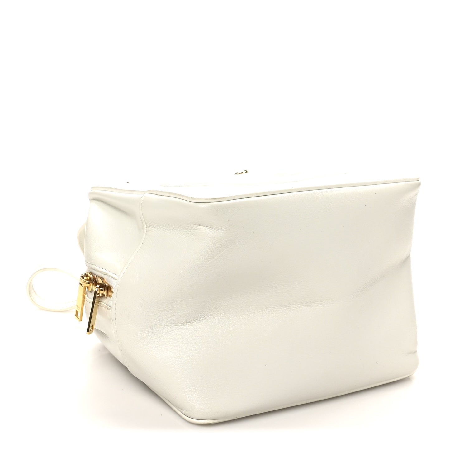 Smooth Calfskin Cuir Triomphe Folded Cube Bag Arctic White