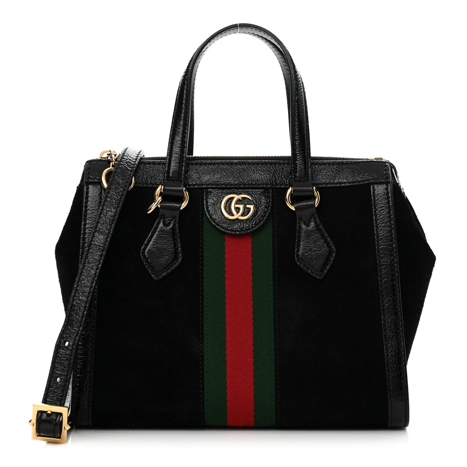 Gucci Suede Patent GG Web Small Ophidia Tote Bag Black 1 of 14