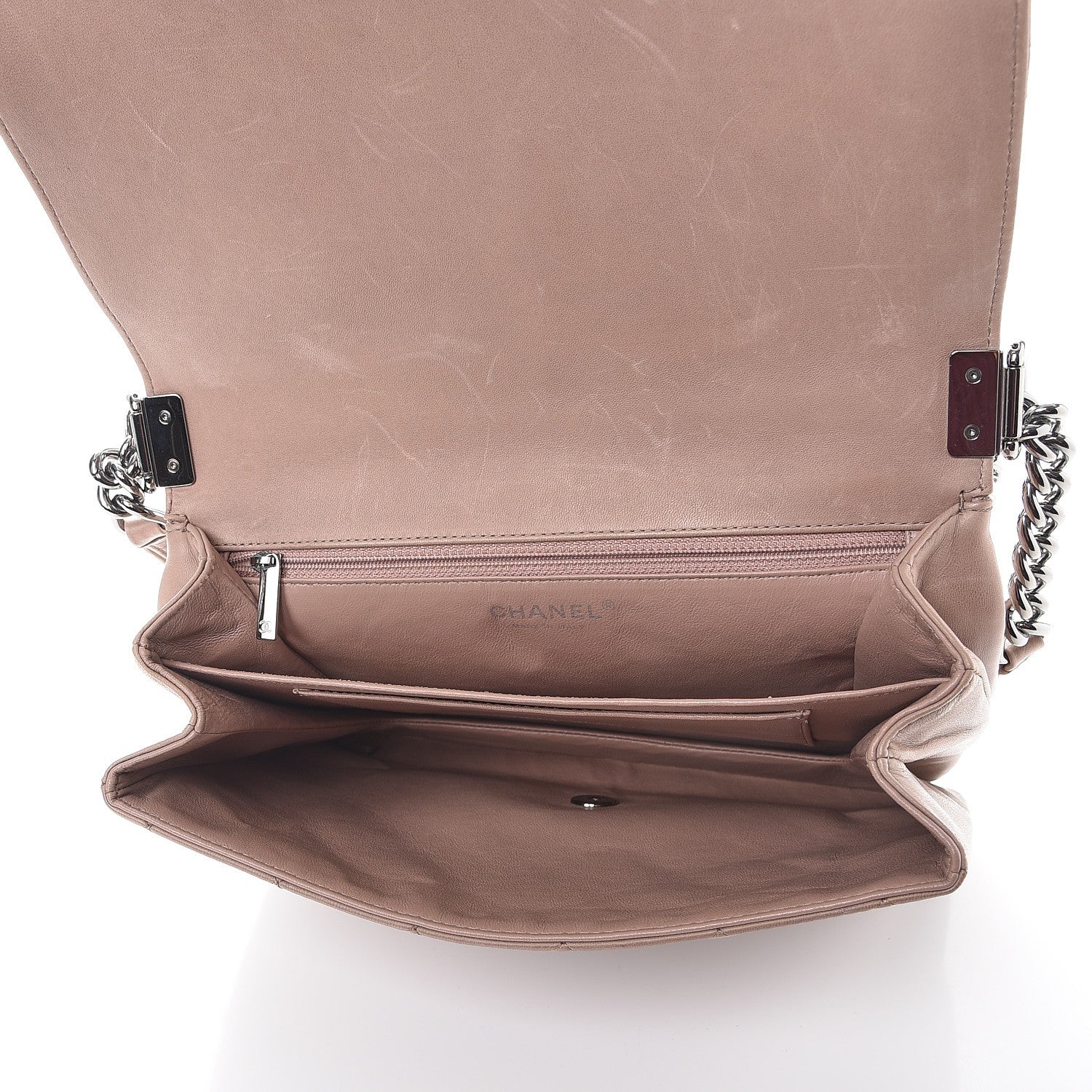 Chanel Lambskin Quilted Boy Messenger Beige 5 of 8