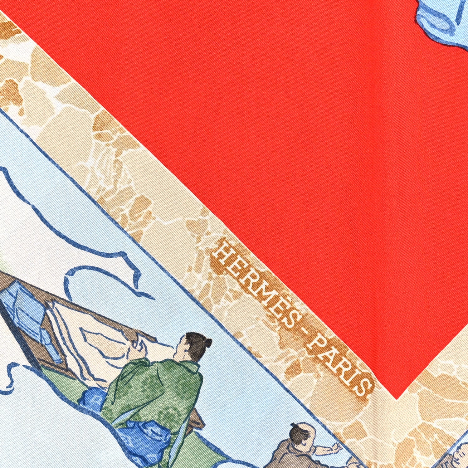 Hermes Silk Les Artisans D'Hermes Scarf 90 Rouge Bleu Vert 2 of 3