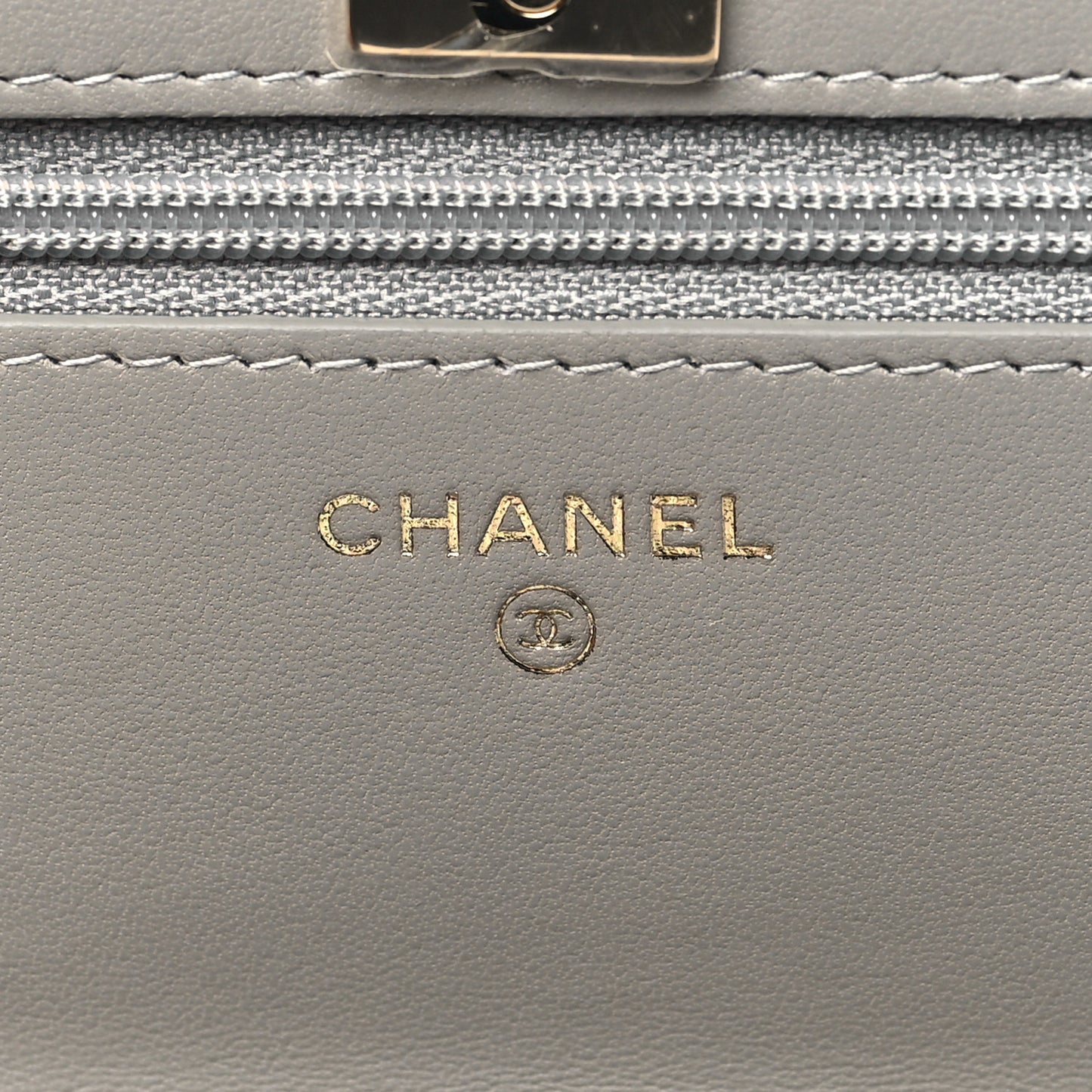 Lambskin Quilted Trendy CC Wallet On Chain WOC Grey