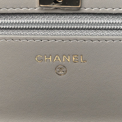 Chanel Lambskin Quilted Trendy CC Wallet On Chain WOC Grey 6 of 11
