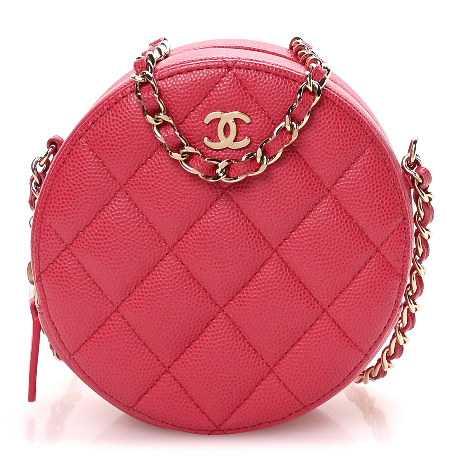 Chanel Caviar Quilted Round Clutch With Chain Pink 1 of 11