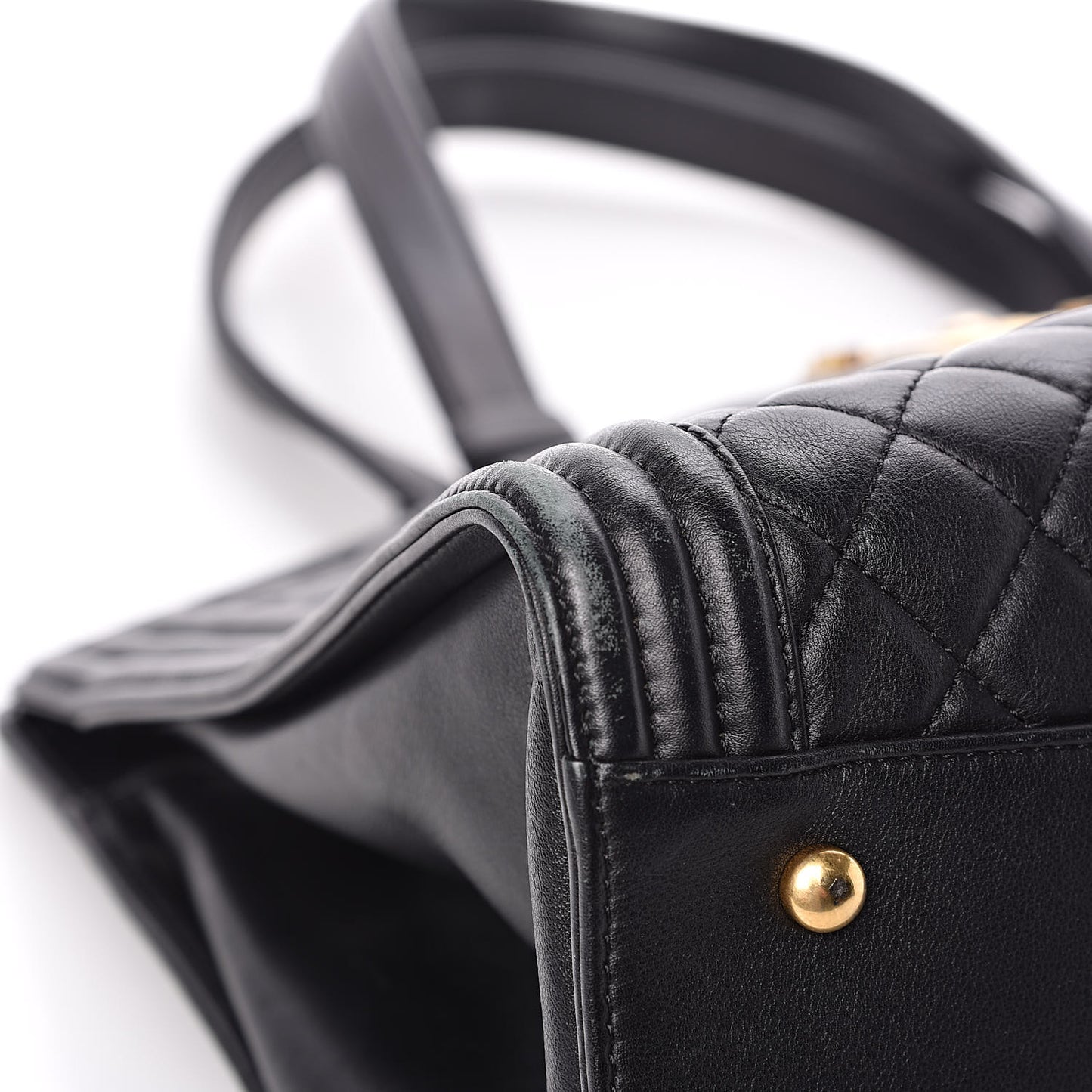 Lambskin Quilted Boy Shopping Tote Black