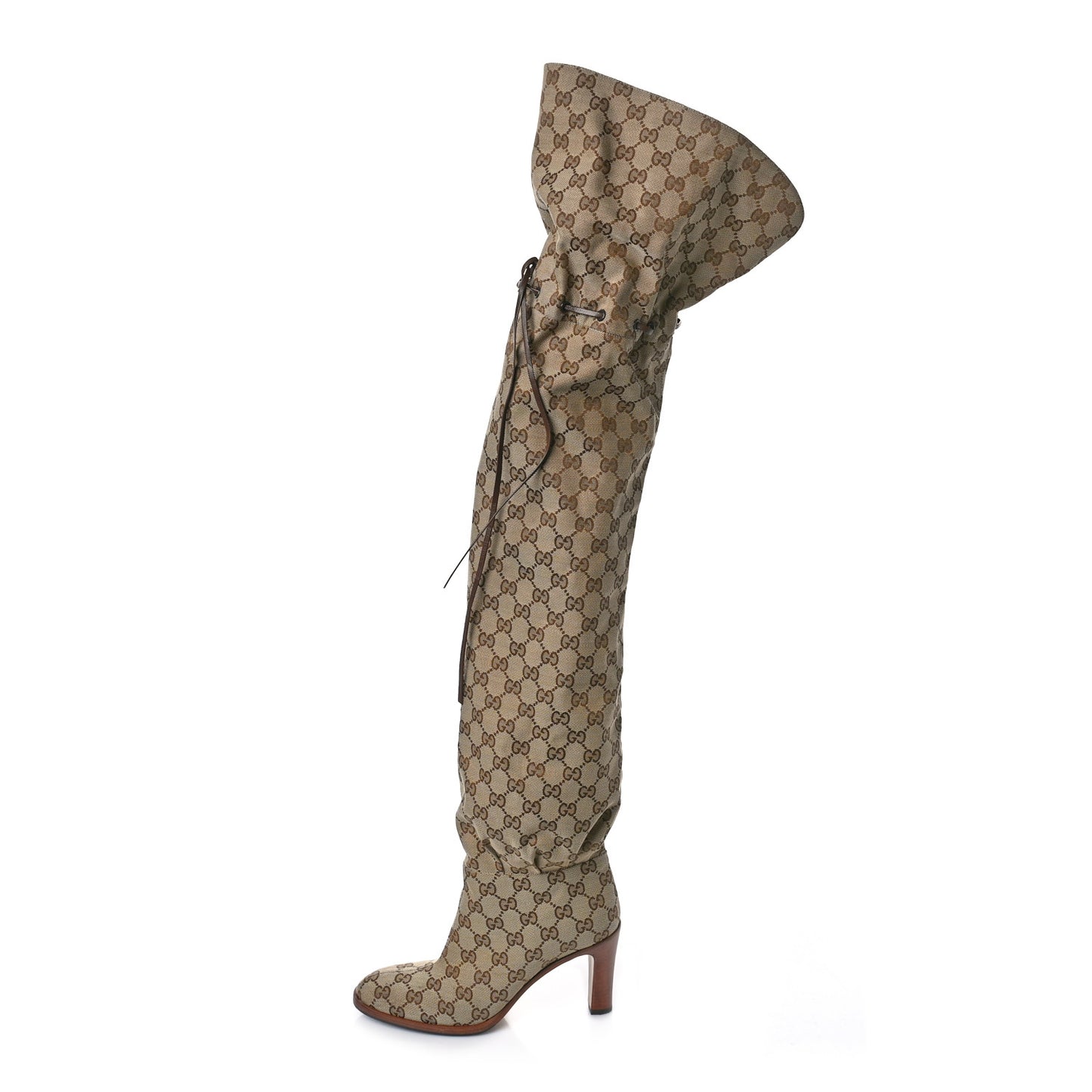 Monogram Over the Knee Boots 37.5 Beige Ebony