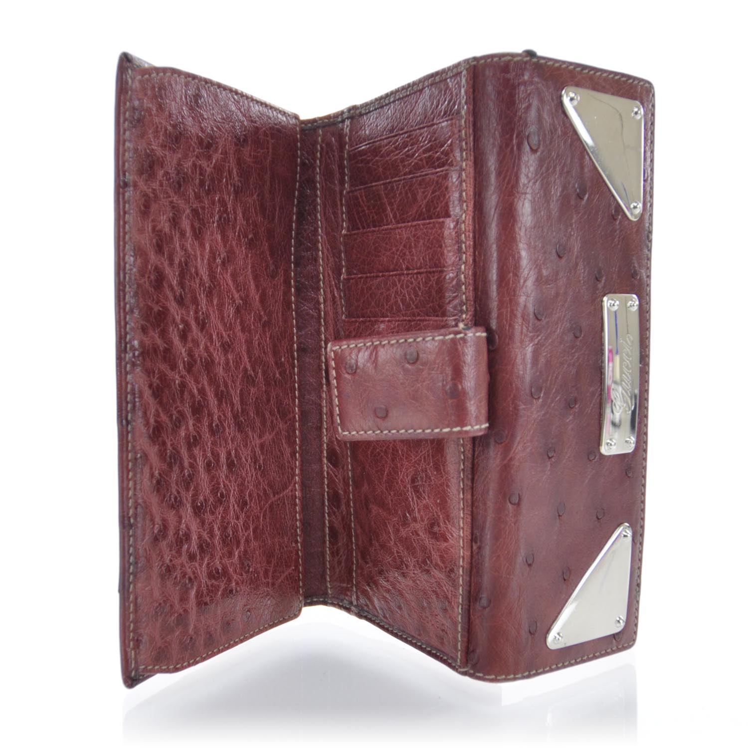 Gucci Ostrich Indy Continental Wallet Red 6 of 8