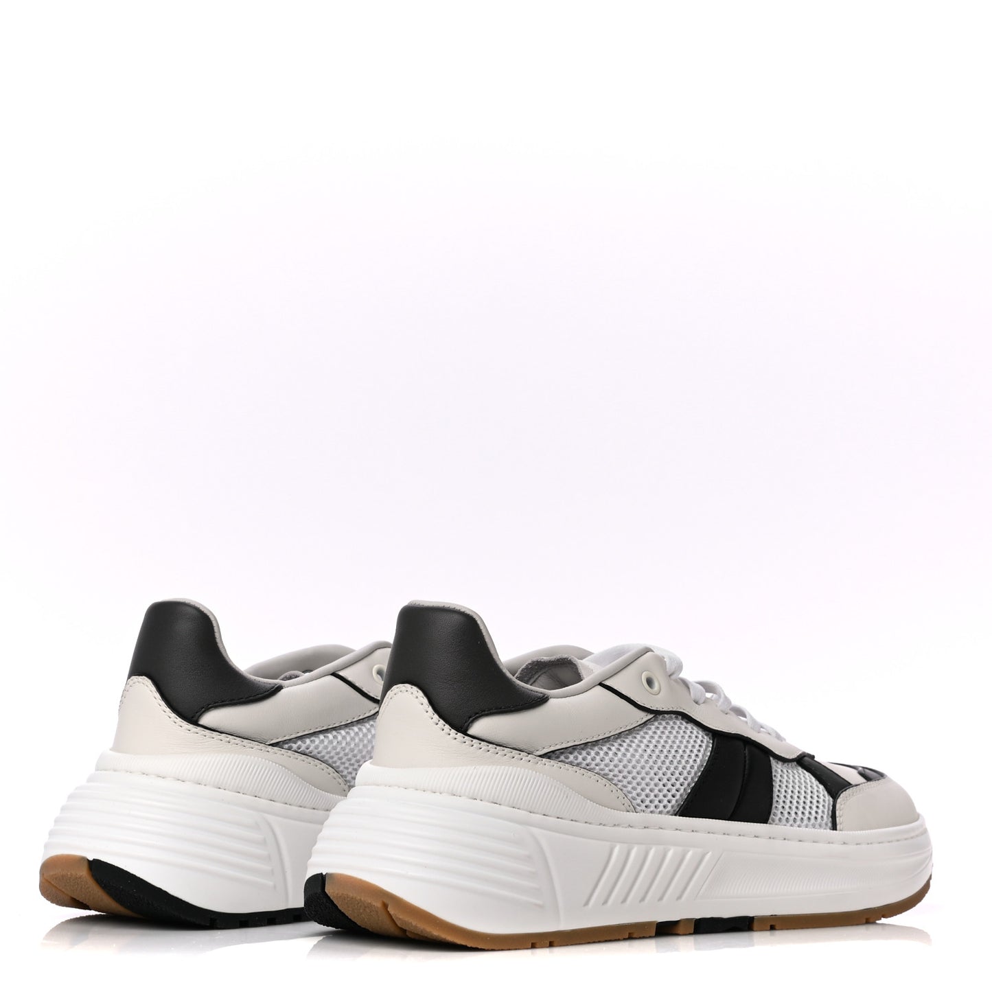 Calfskin Technical Mesh Speedster Sneakers 41 White Black