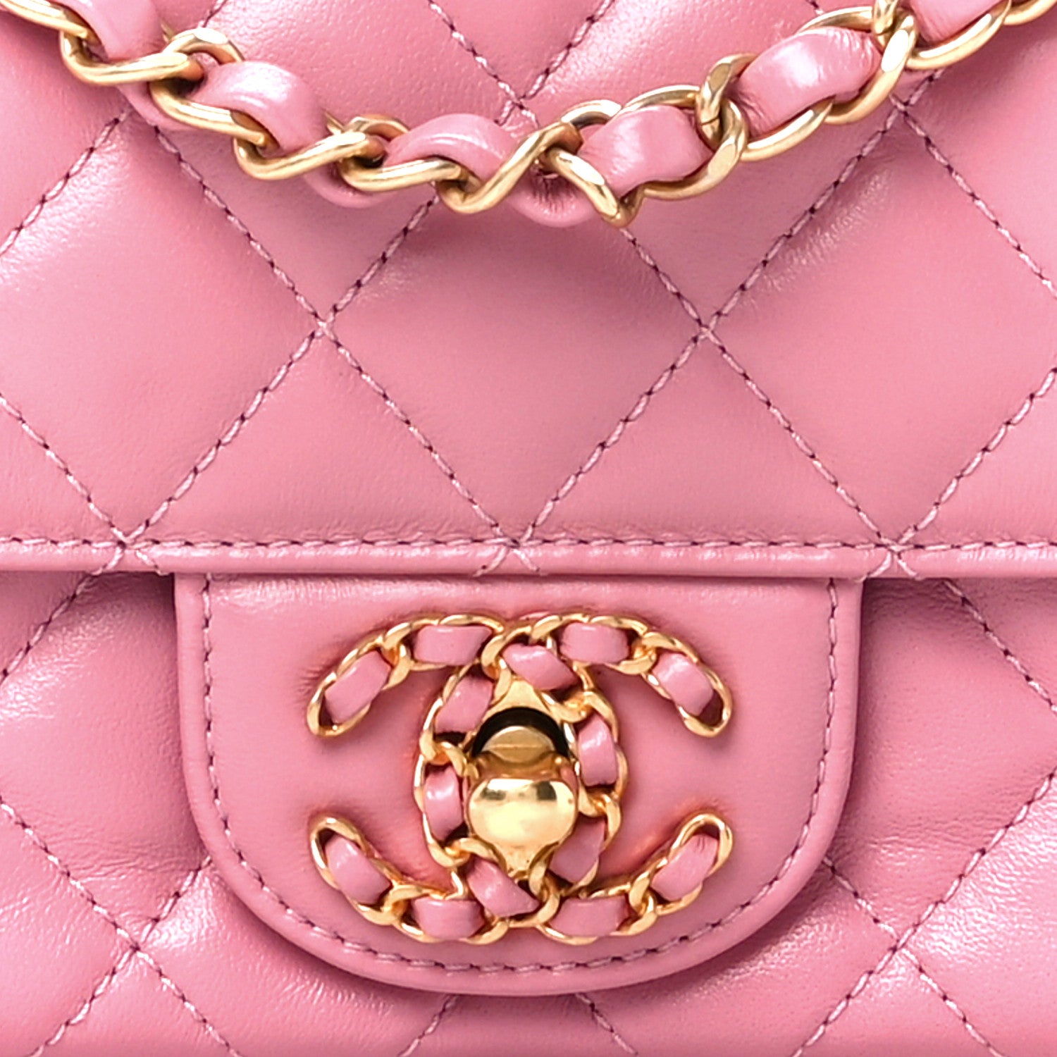Chanel Lambskin Quilted Mini Strass On Top Flap Pink 9 of 11