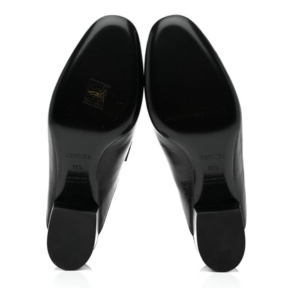 Hermes Goatskin Paradis Mules 38.5 Black 5 of 9