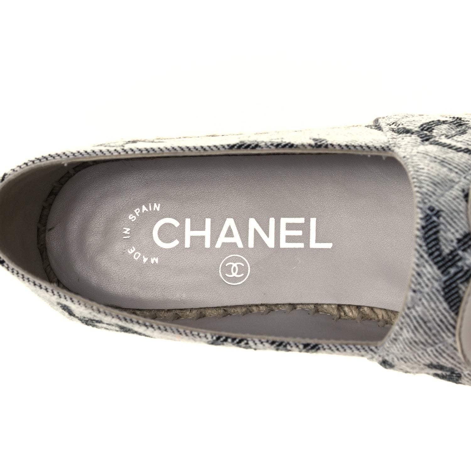 Chanel Cotton Jacquard Grosgrain CC Print Espadrilles 36 Grey Black 11 of 13