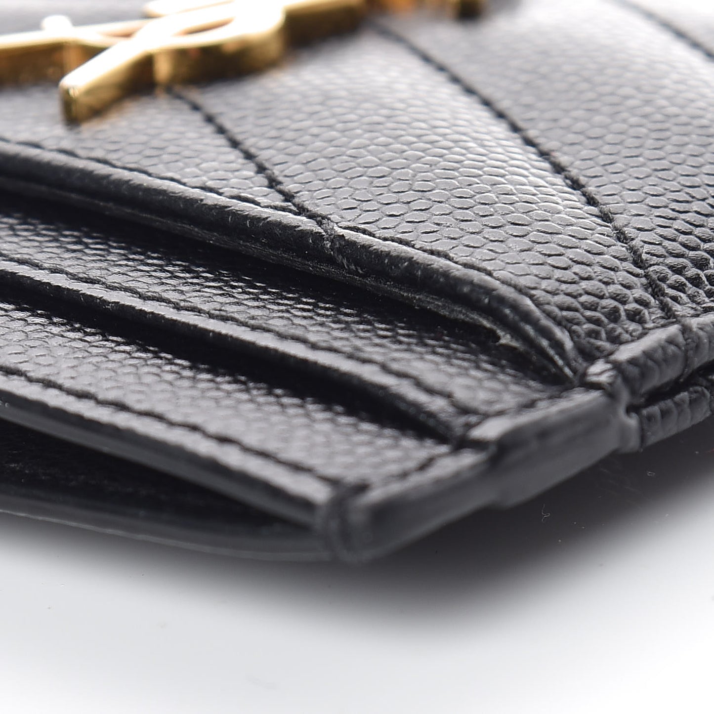 Grain De Poudre Matelasse Chevron Monogram Credit Card Case Black