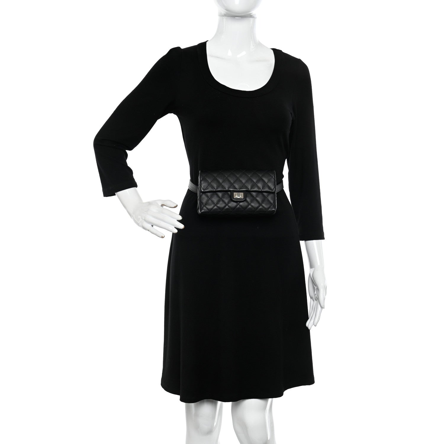 Chanel Grained Calfskin Quilted 2.55 Reissue Flap Belt Bag Clutch Black 2 of 14