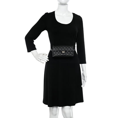 Chanel Grained Calfskin Quilted 2.55 Reissue Flap Belt Bag Clutch Black 2 of 14