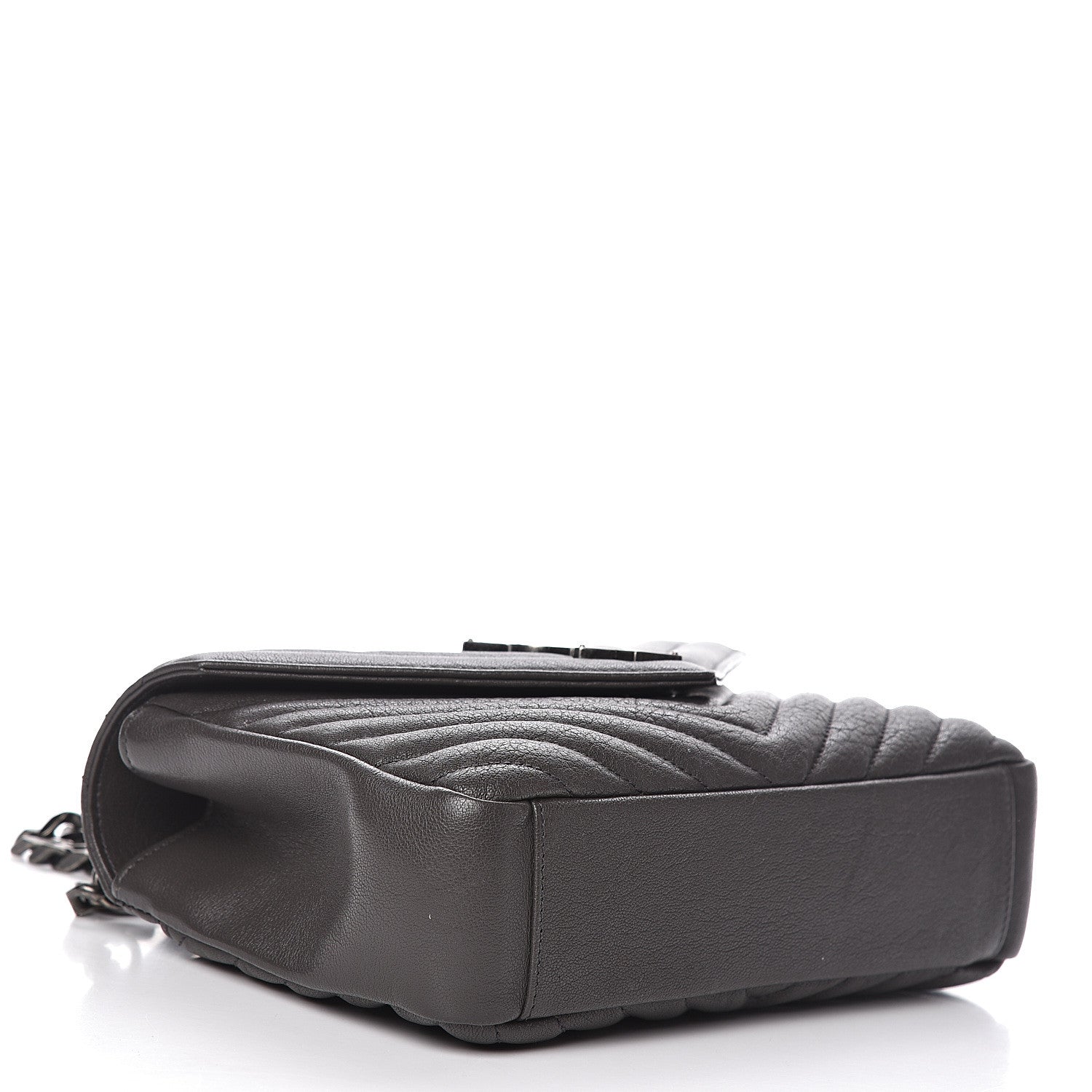 Saint Laurent Sheepskin Matelasse Chevron Monogram Medium College Bag Asphalt 4 of 10
