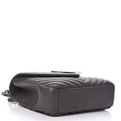 Saint Laurent Sheepskin Matelasse Chevron Monogram Medium College Bag Asphalt 4 of 10