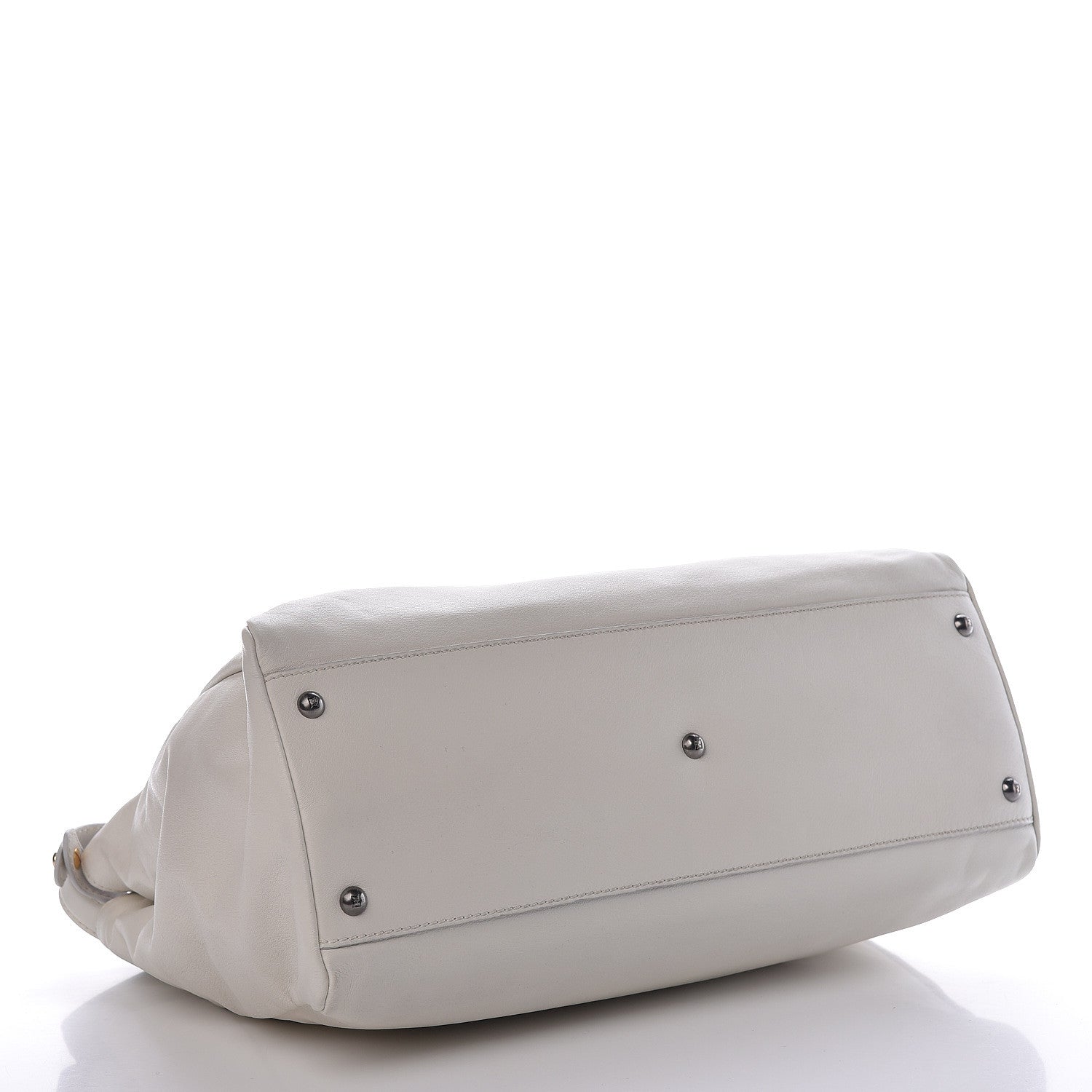 Fendi Goatskin Watersnake Large Peekaboo Iconic Satchel White 6 of 26