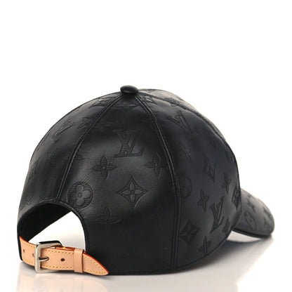 Louis Vuitton Calfskin Monogram Shadow Baseball Cap 60 Black 3 of 7
