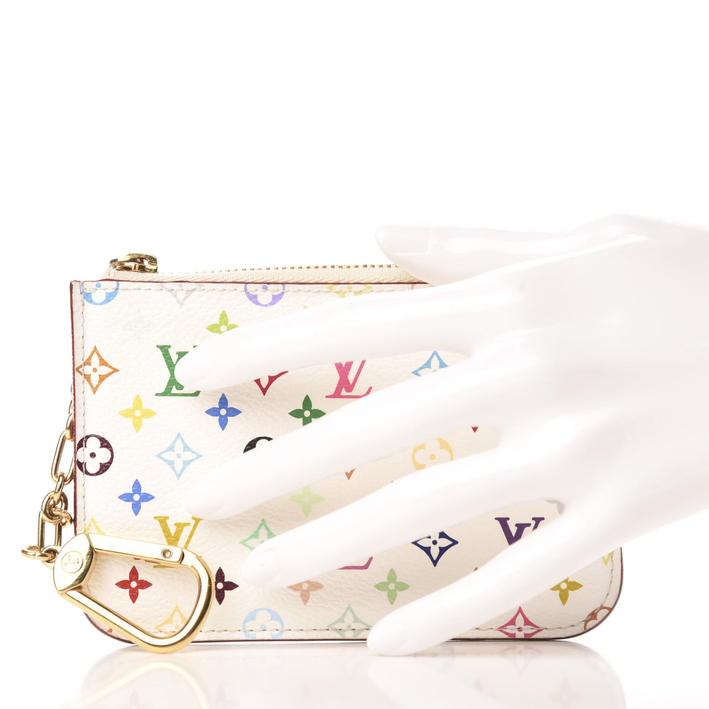 Monogram Multicolor Key Pouch White Litchi