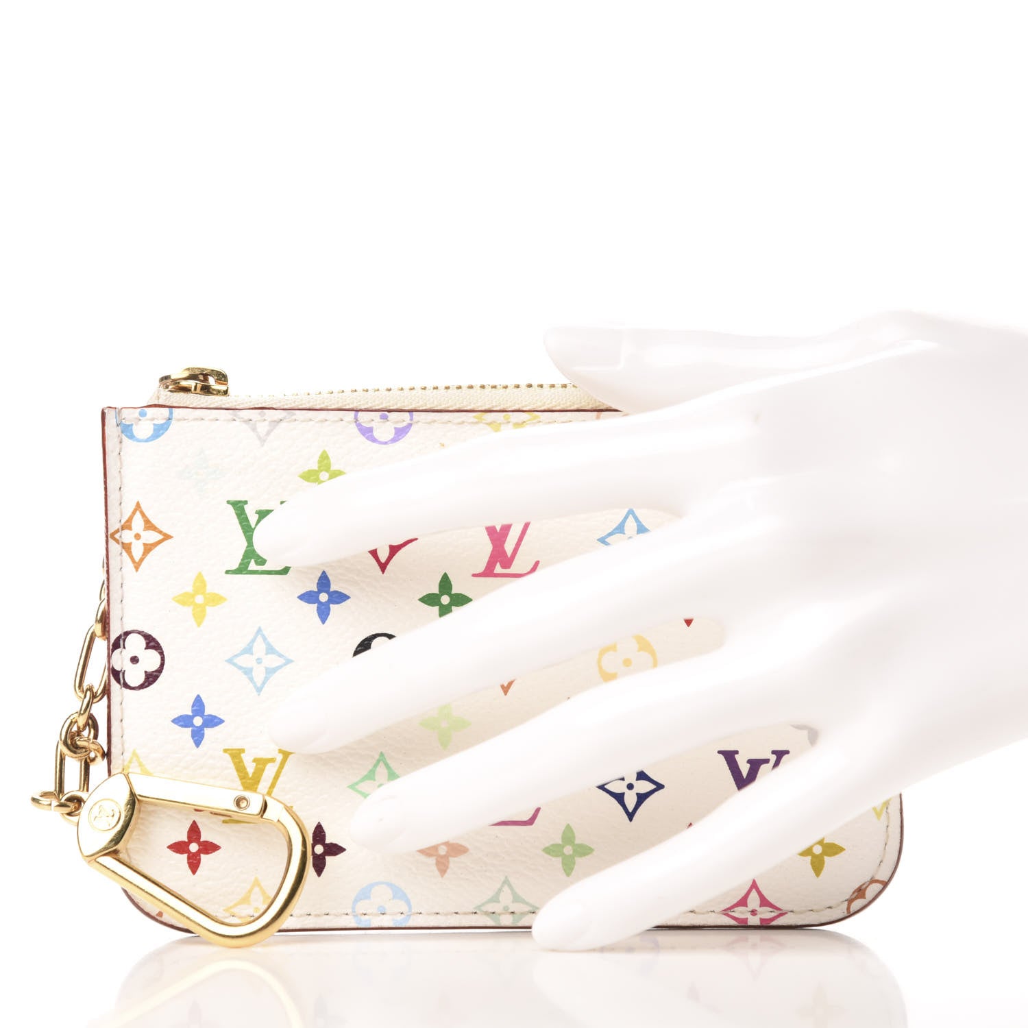 Louis Vuitton Monogram Multicolor Key Pouch White Litchi 2 of 5