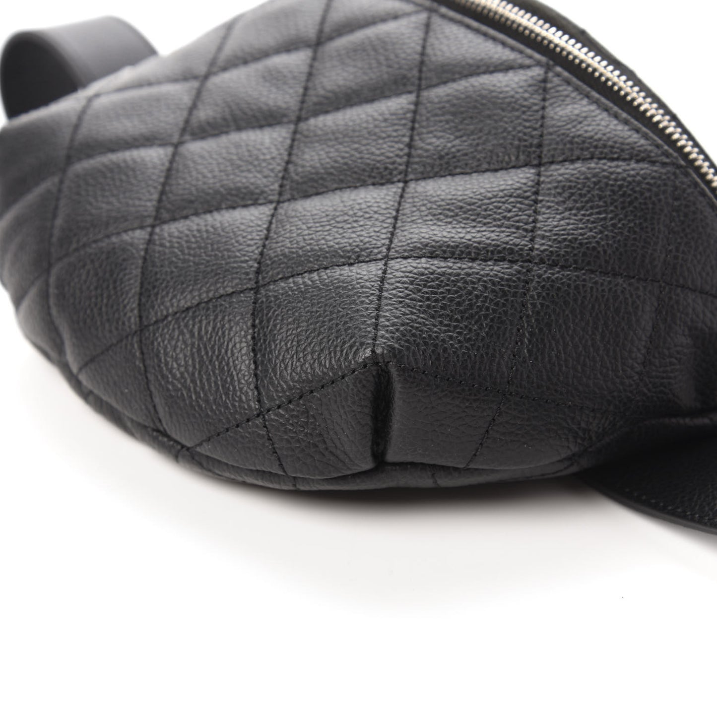 Grained Calfskin Quilted Waist Belt Bag Black