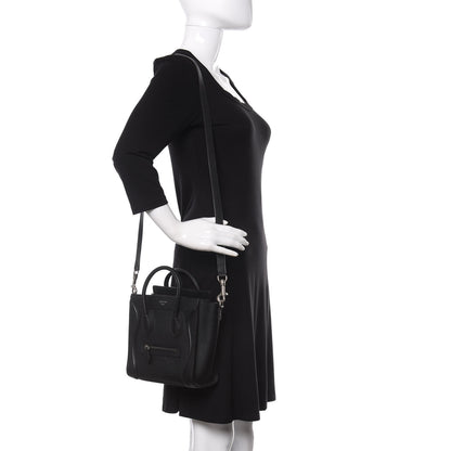 Celine Drummed Calfskin Nano Luggage Black 2 of 16
