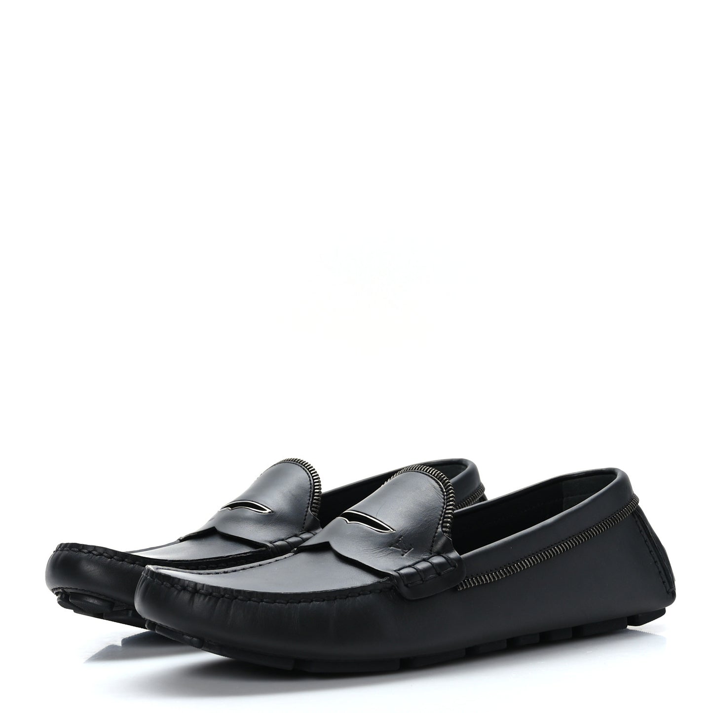 Calfskin Mens Shade Car Loafers 8 Black
