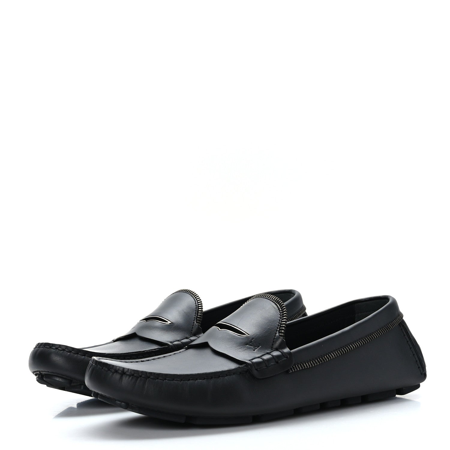 Louis Vuitton Calfskin Mens Shade Car Loafers 8 Black 3 of 8