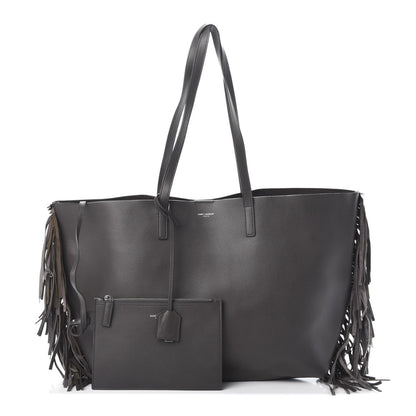 Saint Laurent Calfskin Large Fringe Shopping Tote Dark Grey 1 of 10