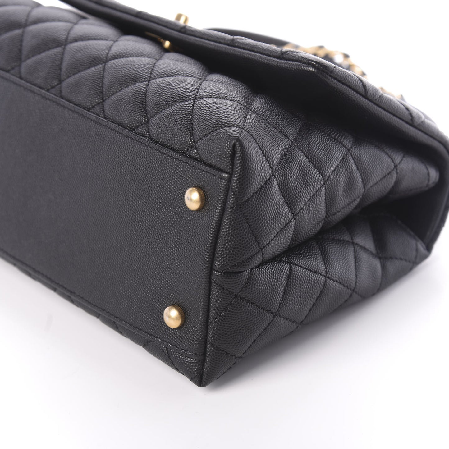 Caviar Quilted Small Coco Handle Flap Black