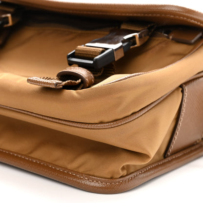 Prada Re-Nylon Saffiano Pocket Double Snap Buckle Shoulder Bag Tabacco 9 of 9