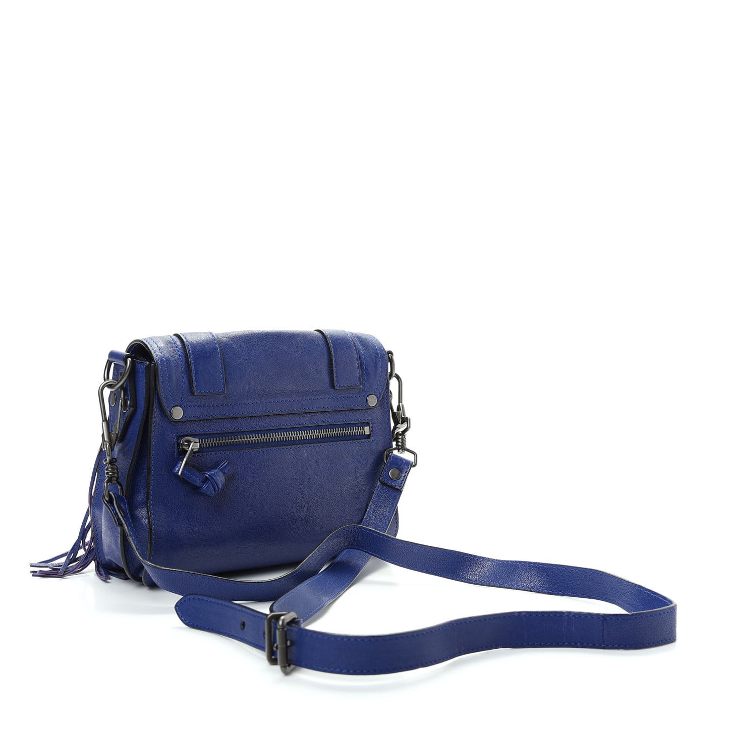 Lambskin Fringe PS1 Crossbody Pouch Cobalt Blue