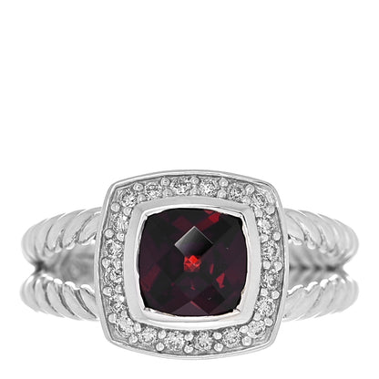 David Yurman Sterling Silver Diamond Garnet 7mm Petite Albion Ring 53 6.5 1 of 4