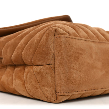 Saint Laurent Suede Calfskin Y Quilted Monogram Small Loulou Chain Satchel Cinnamon 9 of 10