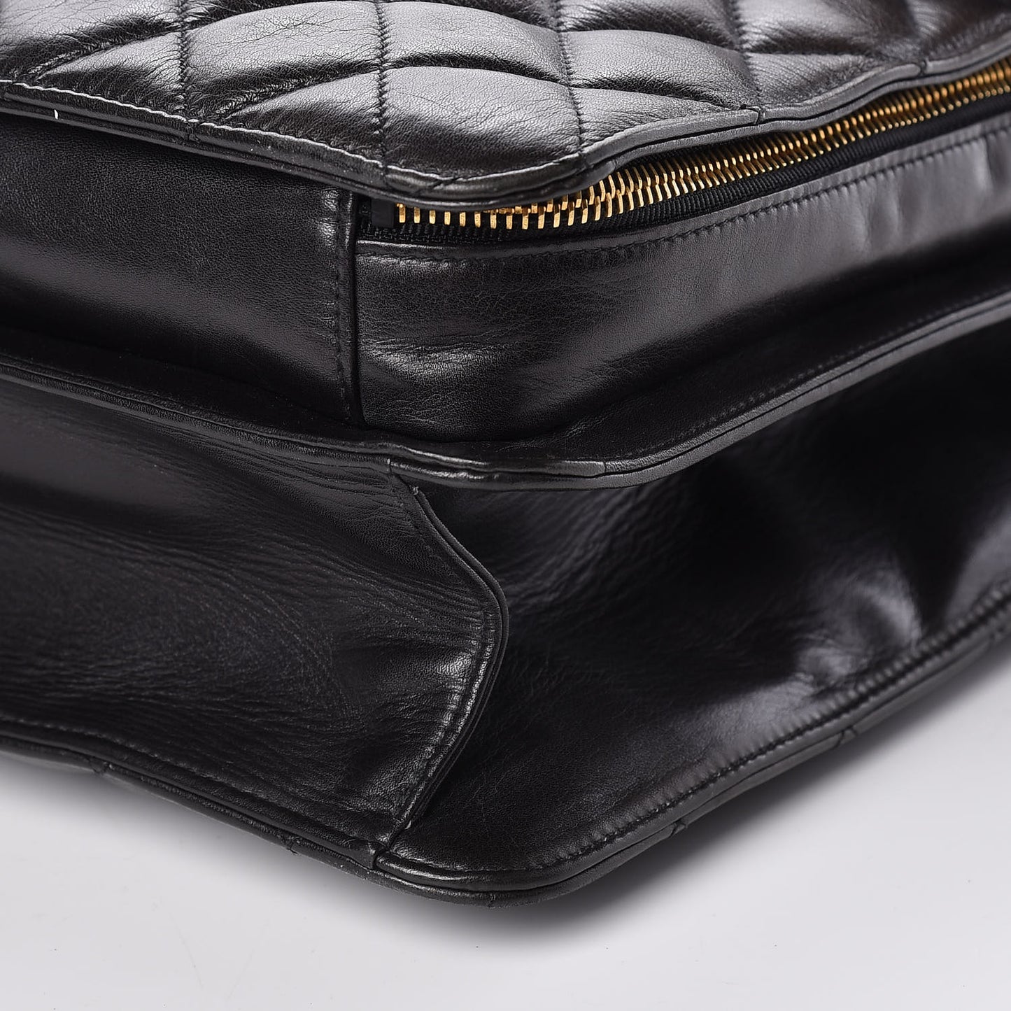 Lambskin Quilted Briefcase Laptop Bag Black
