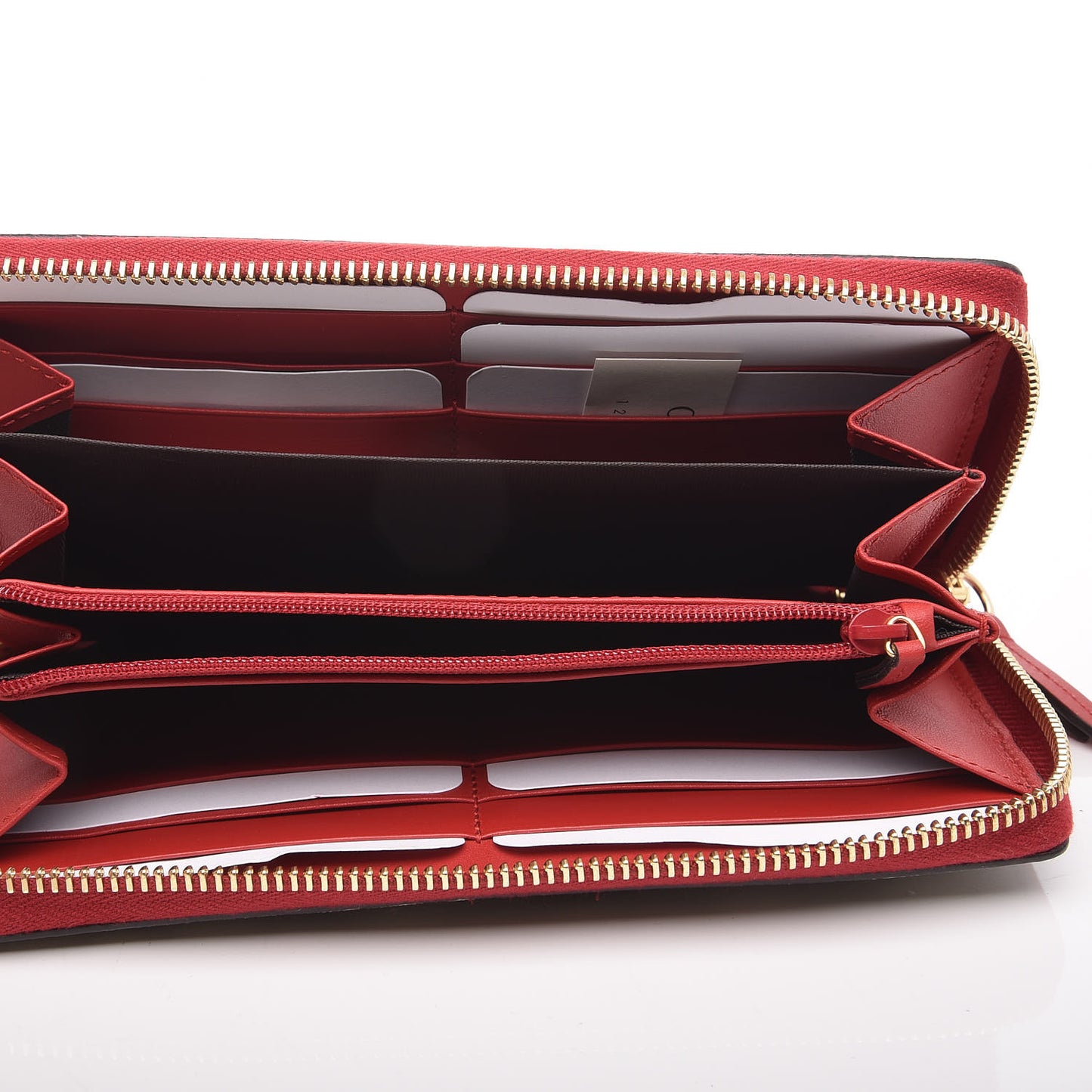 GG Supreme Monogram Kingsnake Heart Embroidered Zip Around Wallet Red