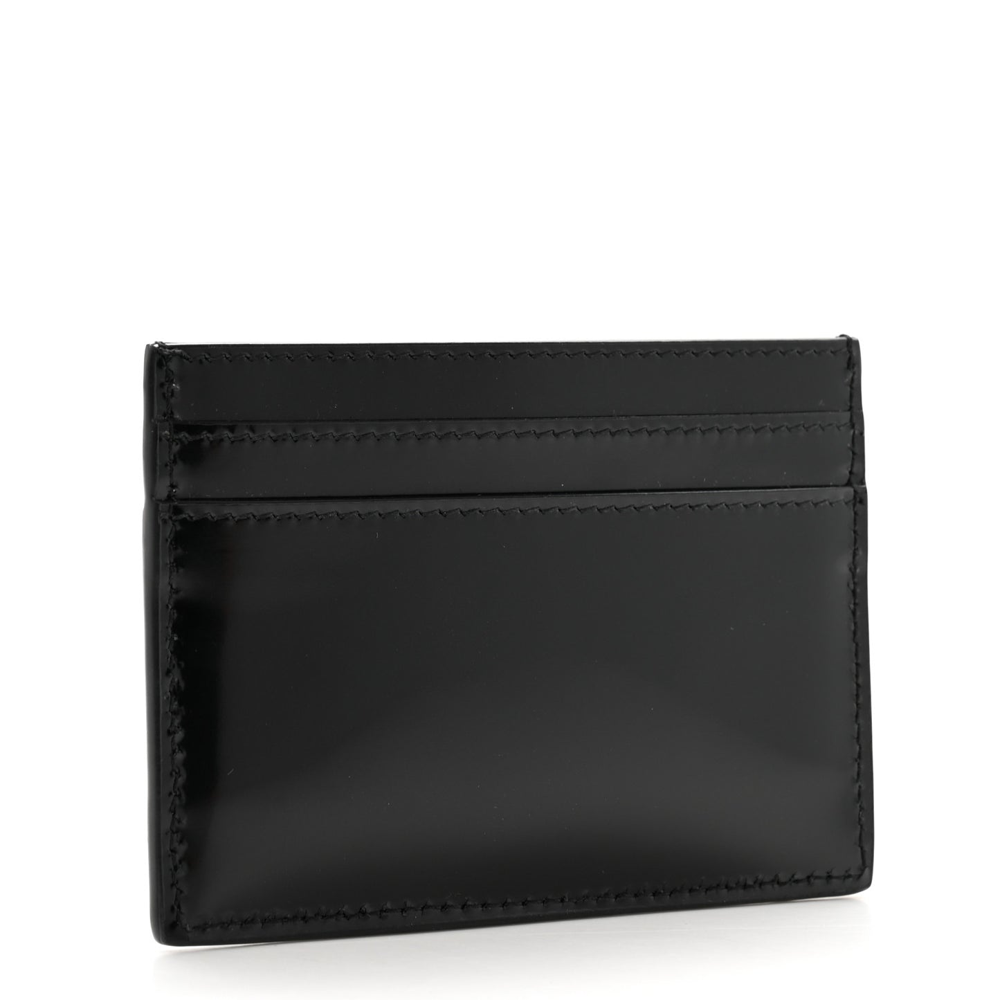 Patent Calfskin Monogram Credit Card Case Black