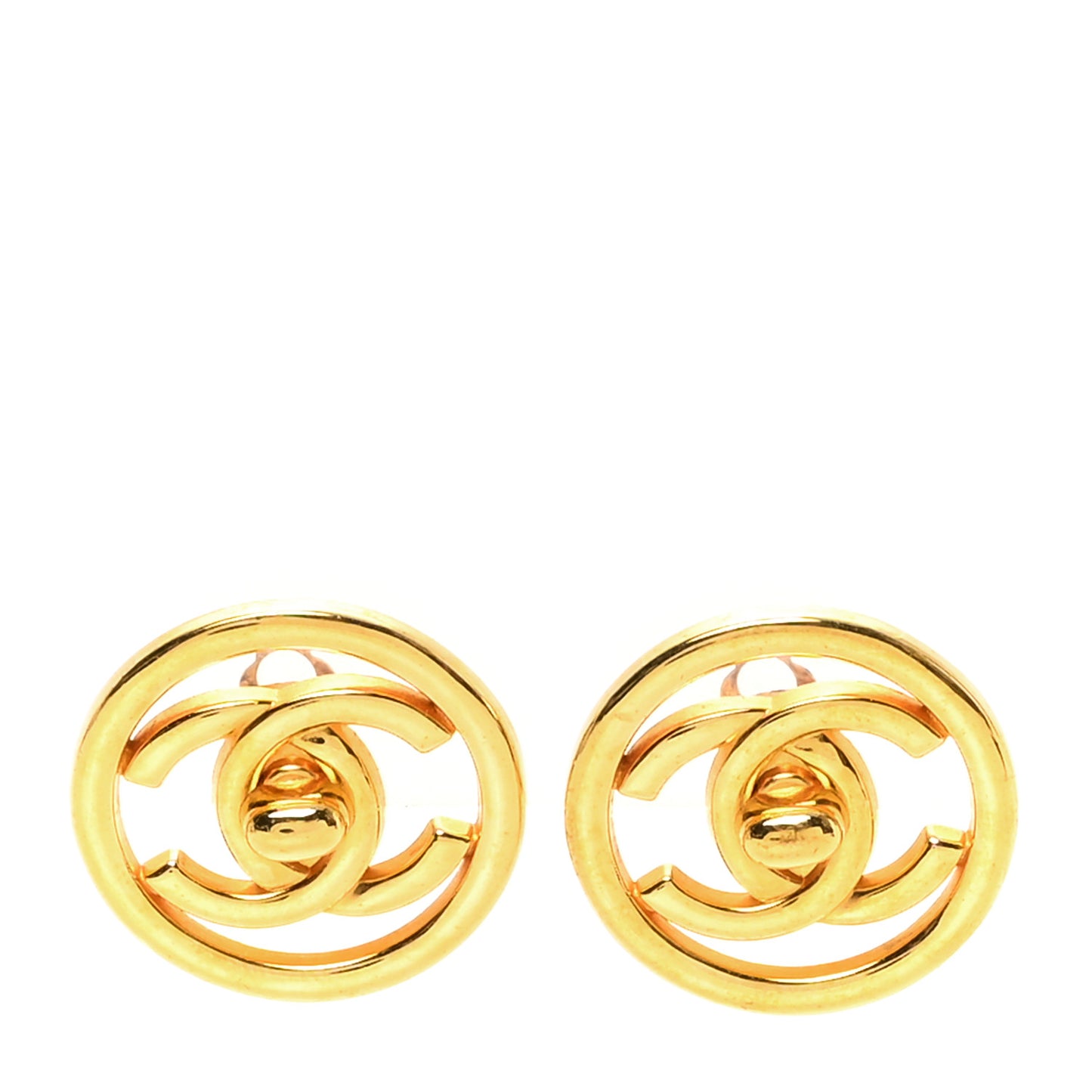 CC Turnlock Large Clip On Earrings Gold